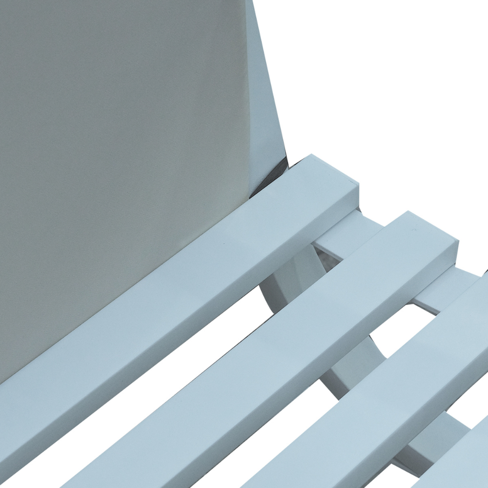 Patio White Steel Garden Bench with Cushioned Seat