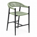 Patio Rope Outdoor Bar Stool with Aluminum Frame - Black & Green