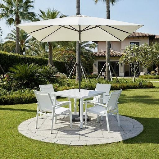 Patio Contemporary White Aluminum 4-Seater Outdoor Dining Set