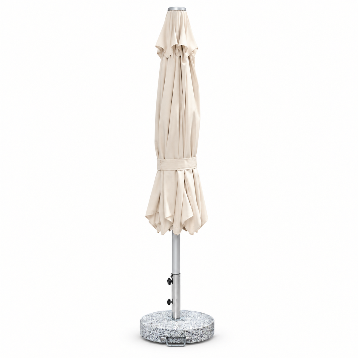 Patio 3M Central Pole Outdoor Umbrella with Aluminum Frame & Fabric Canopy - Silver/Beige