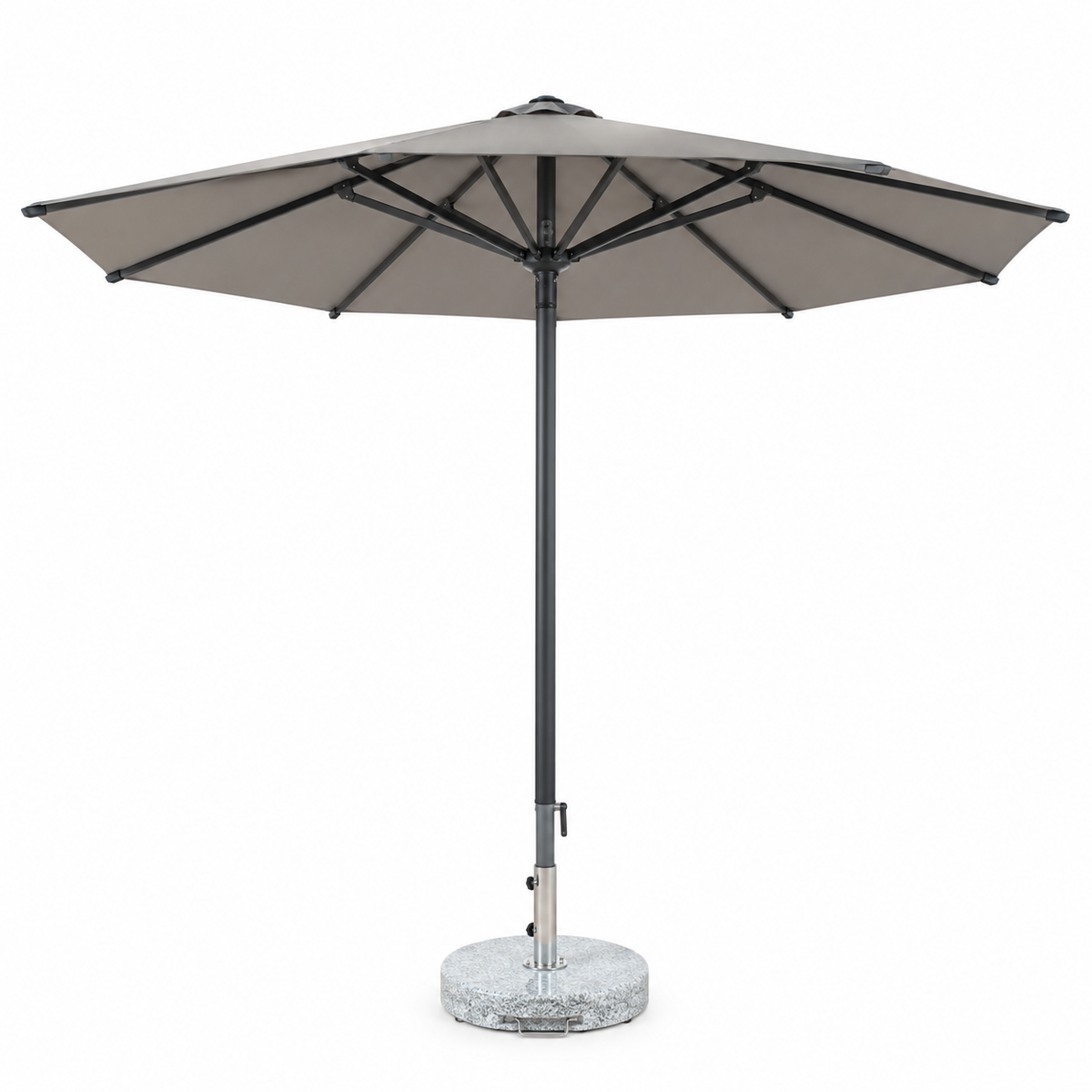 Patio 3M Central Pole Outdoor Umbrella with Aluminum Frame & Fabric Canopy - Dark Grey