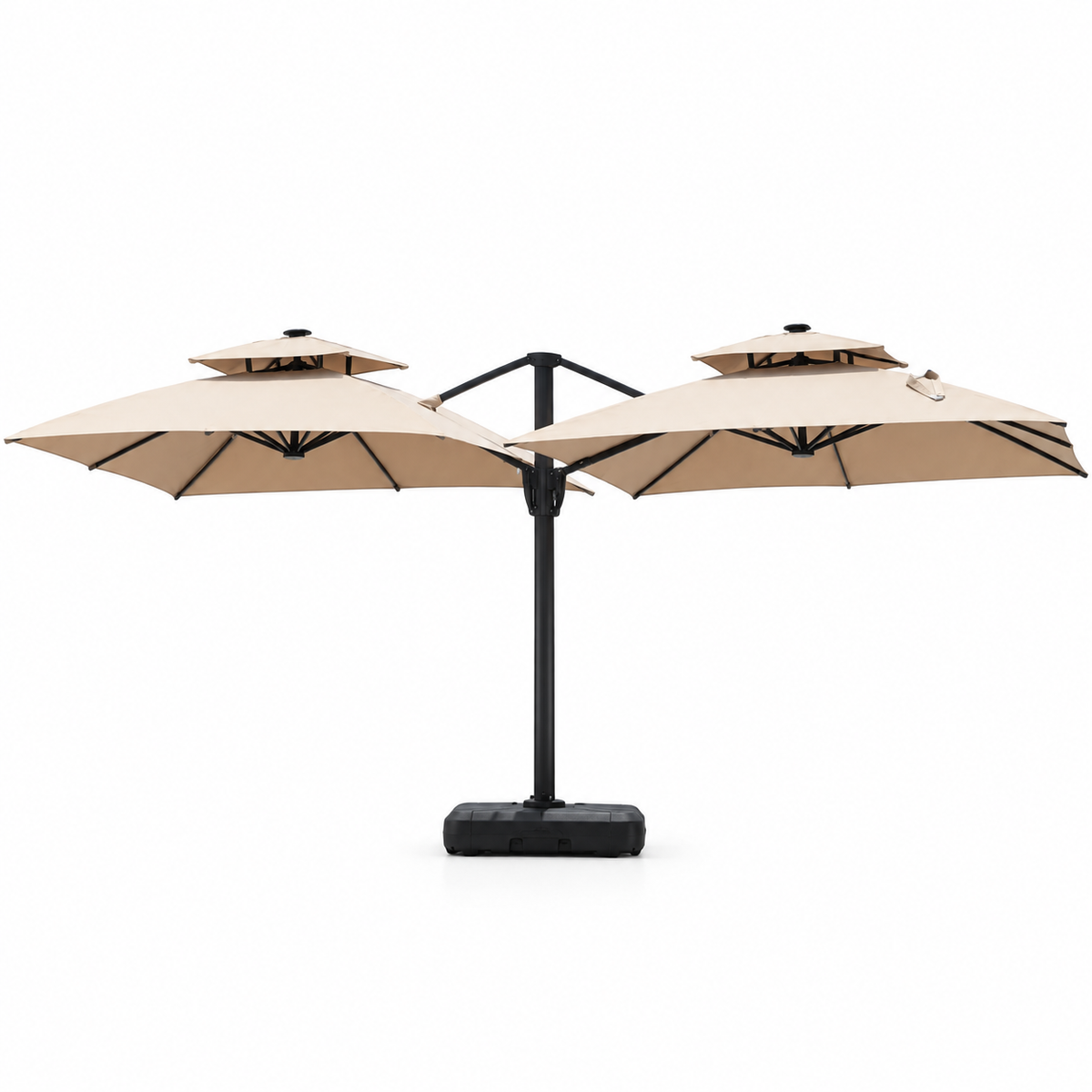 Patio 3x3M Double-Sided Outdoor Cantilever Umbrella with Polyester Canopy - Dark Brown/Khaki