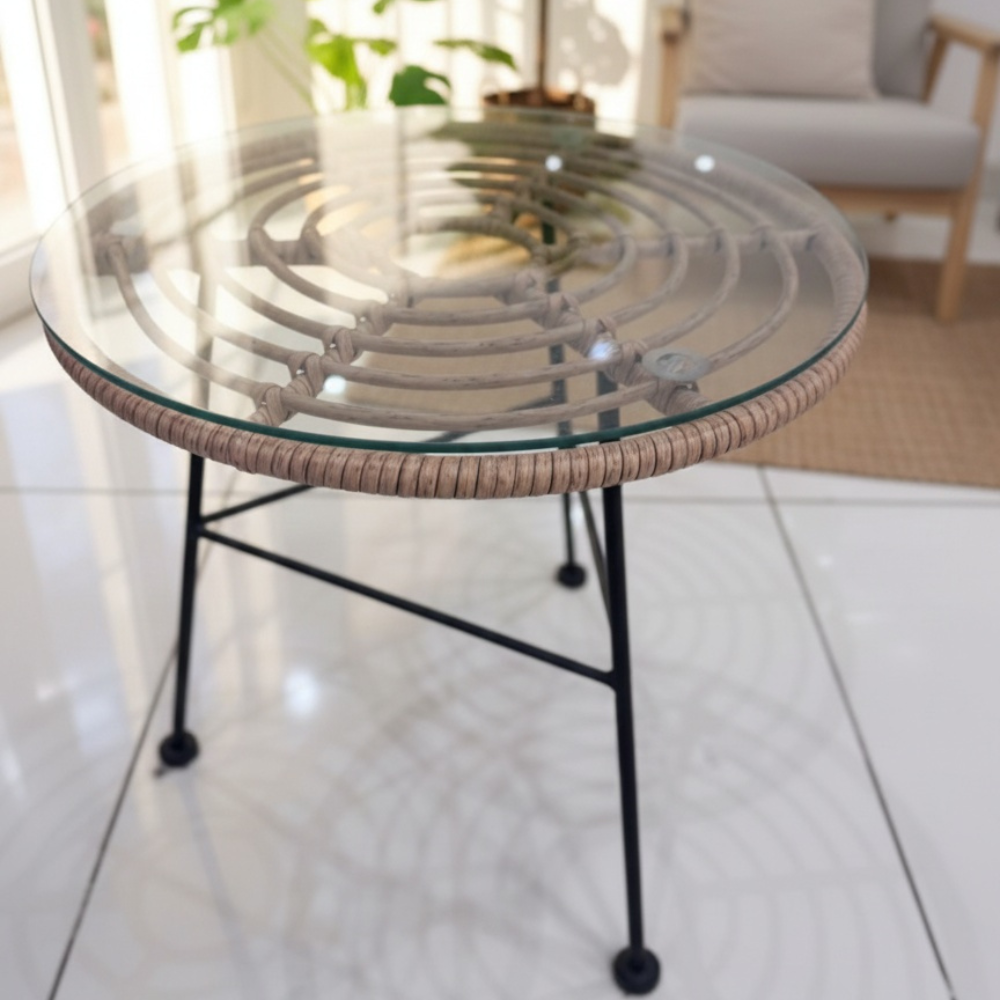 Patio Modern Glass-Top Accent Table Stylish, Minimalist, and Perfect for Any Space