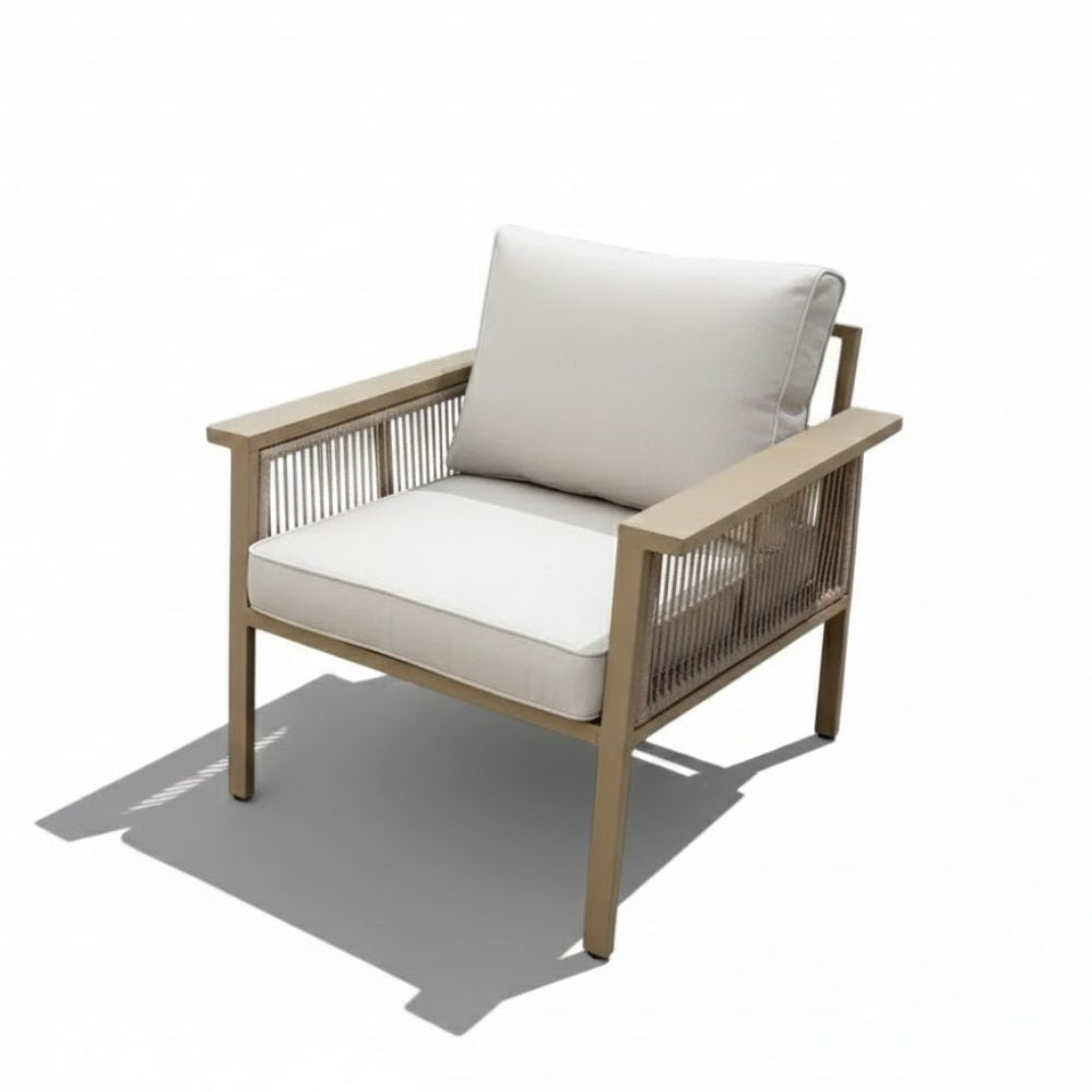 Patio 7-Seater Aluminum Outdoor Sofa Set with Coffee Table, Khaki