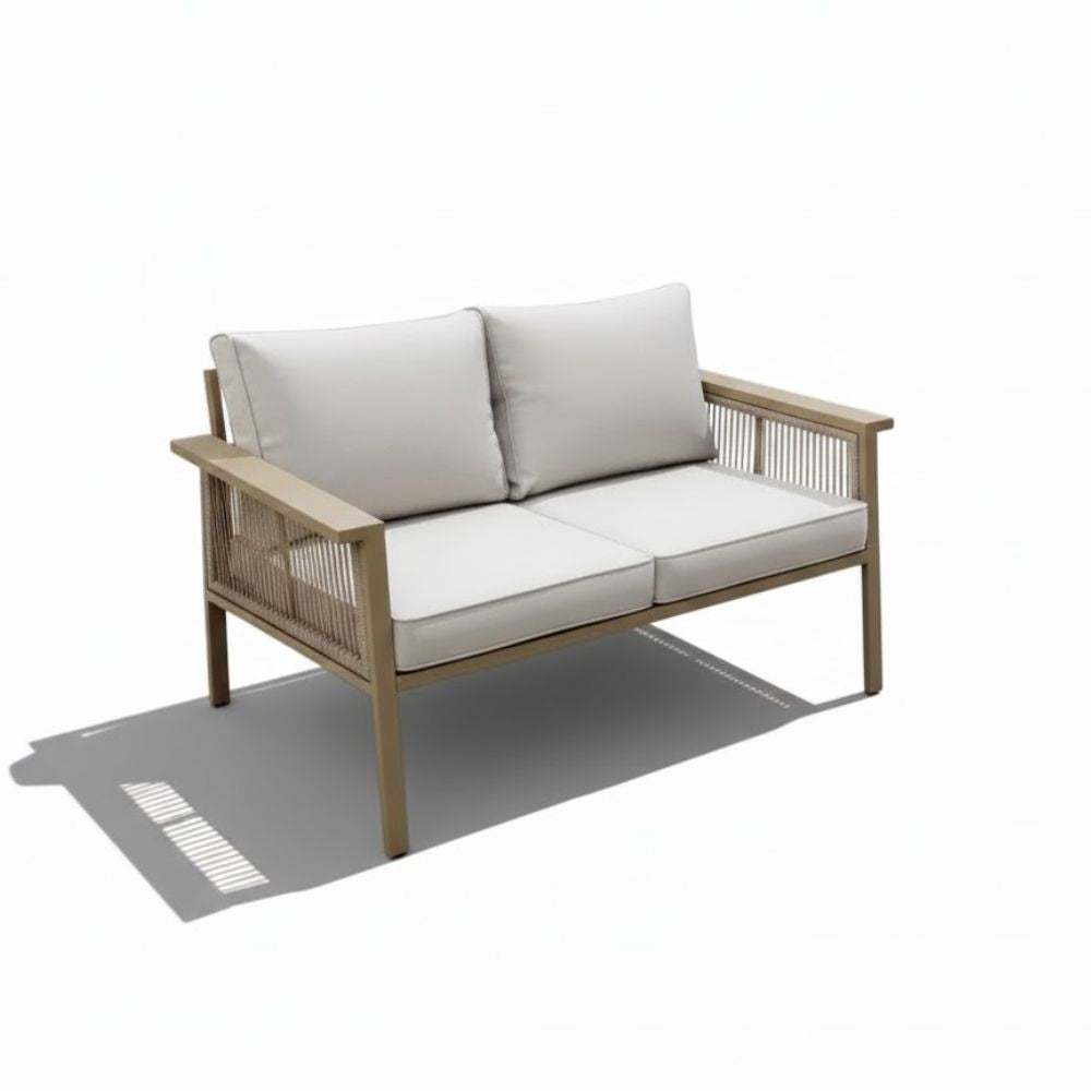 Patio 7-Seater Aluminum Outdoor Sofa Set with Coffee Table, Khaki