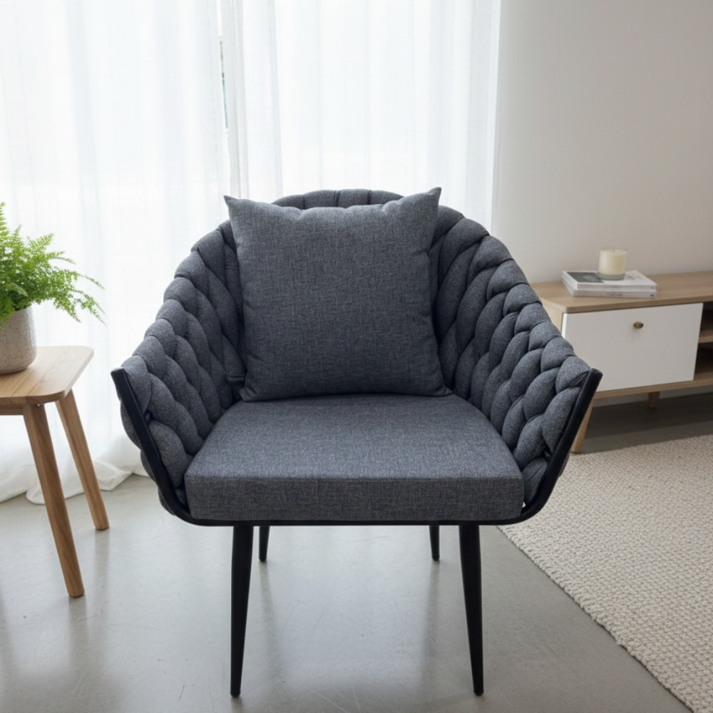 Patio Modern Grey Braided Armchair